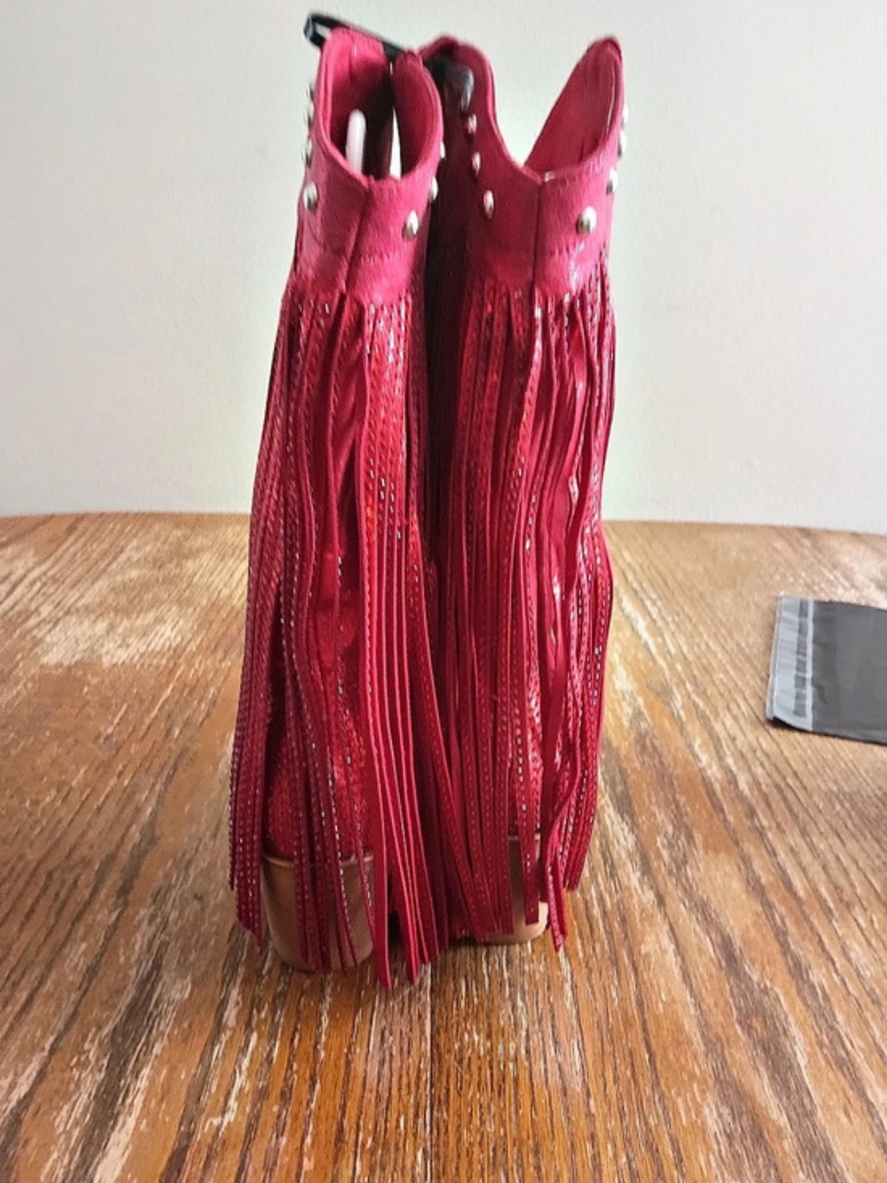 Red Rhinestone  Fringe Cowboy Boots - Picture 2 of 6